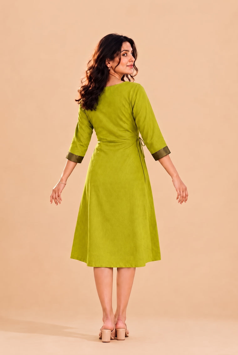 Mandira | Wrap Radiant Citron Mangalgiri Cotton BreezeFit™ Dress