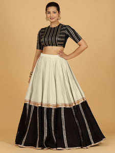 Mastani x Tyohaar | Ivory Panelled Lehenga Skirt