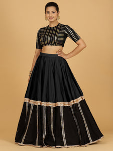 Mastani x Tyohaar | Raven Black Panelled Lehenga Skirt