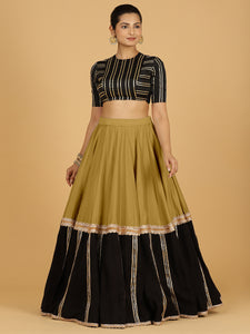 Mastani x Tyohaar | Dijon Mustard Panelled Lehenga Skirt