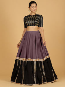 Mastani x Tyohaar | Purple Mauve Panelled Lehenga Skirt