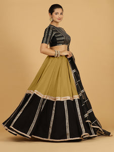 Mastani x Tyohaar | Dijon Mustard Panelled Lehenga Skirt