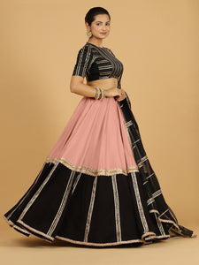 Mastani x Tyohaar | Sea Pink Panelled Lehenga Skirt