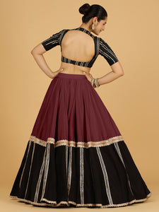 Mastani x Tyohaar | Deep Maroon Panelled Lehenga Skirt