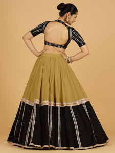 Mastani x Tyohaar | Dijon Mustard Panelled Lehenga Skirt