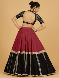 Mastani x Tyohaar | Scarlet Red Panelled Lehenga Skirt