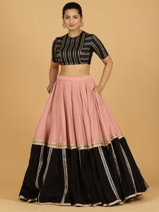 Mastani x Tyohaar | Sea Pink Panelled Lehenga Skirt