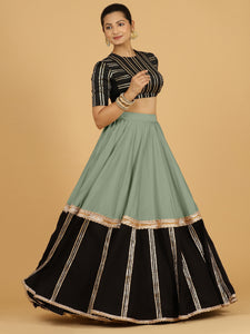 Mastani x Tyohaar | Mint Green Panelled Lehenga Skirt