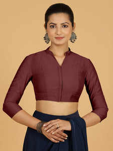 Maya x Rozaana | Three Quarter Sleeves Saree Blouse in Deep Maroon