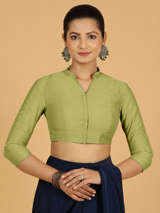 Maya x Rozaana | Three Quarter Sleeves Saree Blouse in Pista Green