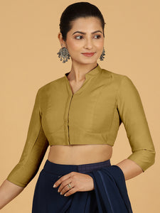 Maya x Rozaana | Three Quarter Sleeves Saree Blouse in Dijon Mustard