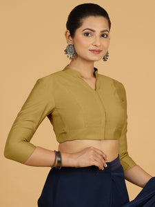 Maya x Rozaana | Three Quarter Sleeves Saree Blouse in Dijon Mustard