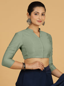 Maya x Rozaana | Three Quarter Sleeves Saree Blouse in Mint Green