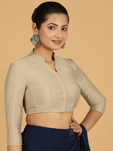 Maya x Rozaana | Three Quarter Sleeves Saree Blouse in Oyster Grey