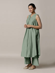 Mirha x Rozaana | A Line Kurta in Mint Green with Thread Work | Coords or Only Kurta