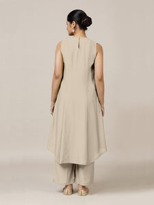 Mirha x Rozaana | A Line Kurta in Oyster Grey with Thread Work | Coords or Only Kurta