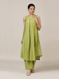 Mirha x Rozaana | A Line Kurta in Pista Green with Thread Work | Coords or Only Kurta