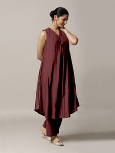 Mirha x Rozaana | A Line Kurta in Deep Maroon with Thread Work | Coords or Only Kurta