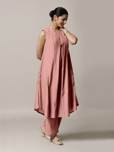 Mirha x Rozaana | A Line Kurta in Sea Pink with Thread Work | Coords or Only Kurta