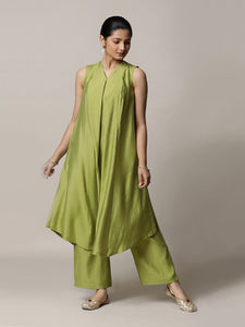 Mirha x Rozaana | A Line Kurta in Pista Green with Thread Work | Coords or Only Kurta