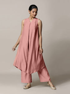 Mirha x Rozaana | A Line Kurta in Sea Pink with Thread Work | Coords or Only Kurta