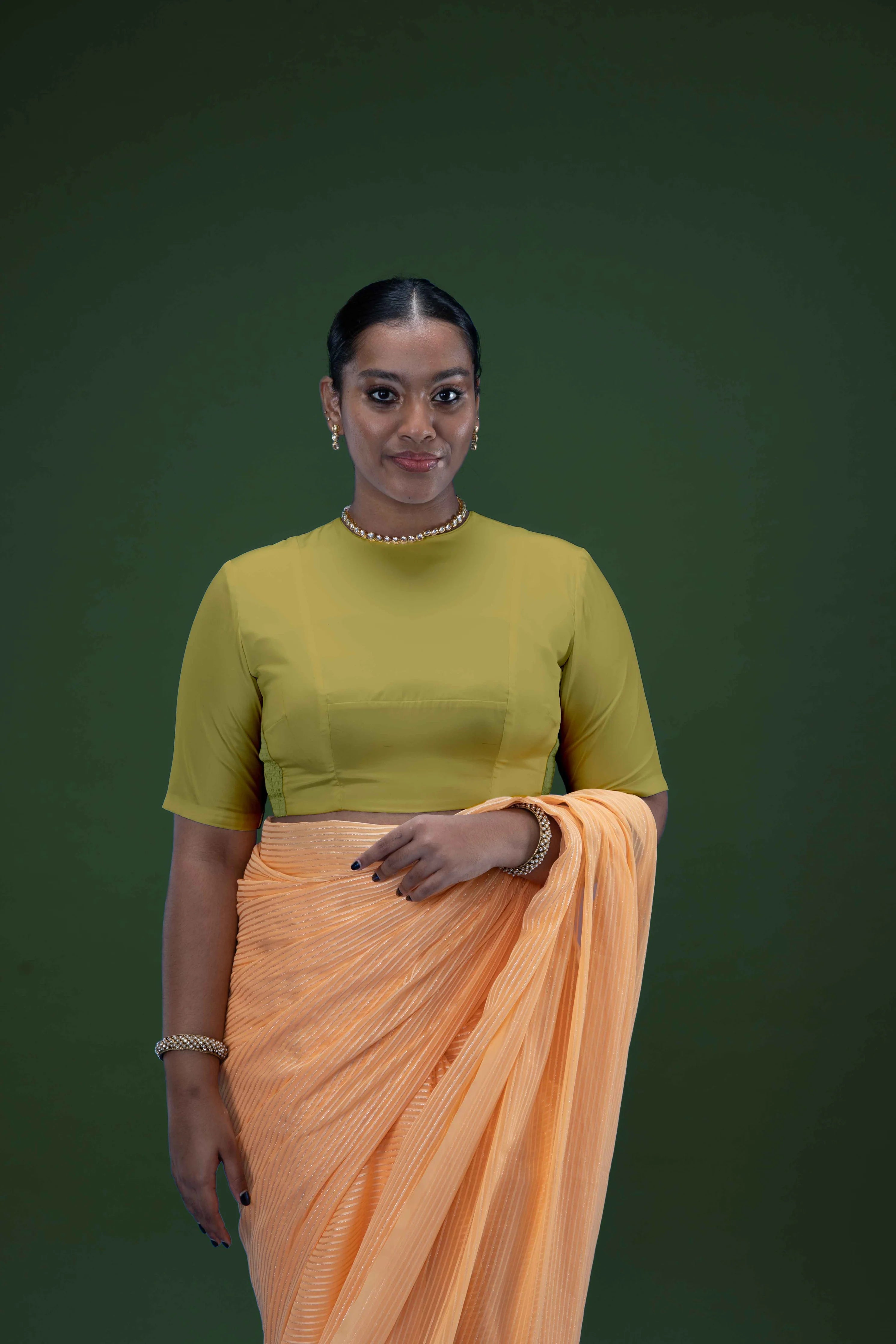 Myra x Rozaana Lemon Yellow Saree Blouse for Party Festive Wear