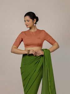 Myra x Rozaana | Metallic Copper Backless Saree Blouse w/ FlexiFit™