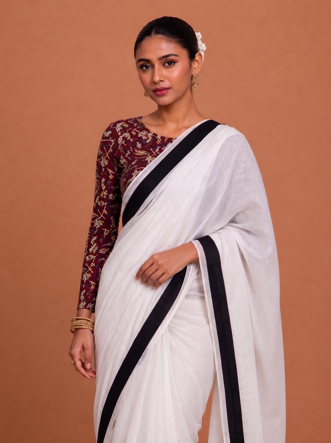 Nainika | White Mul Cotton DrapeFit™ Saree