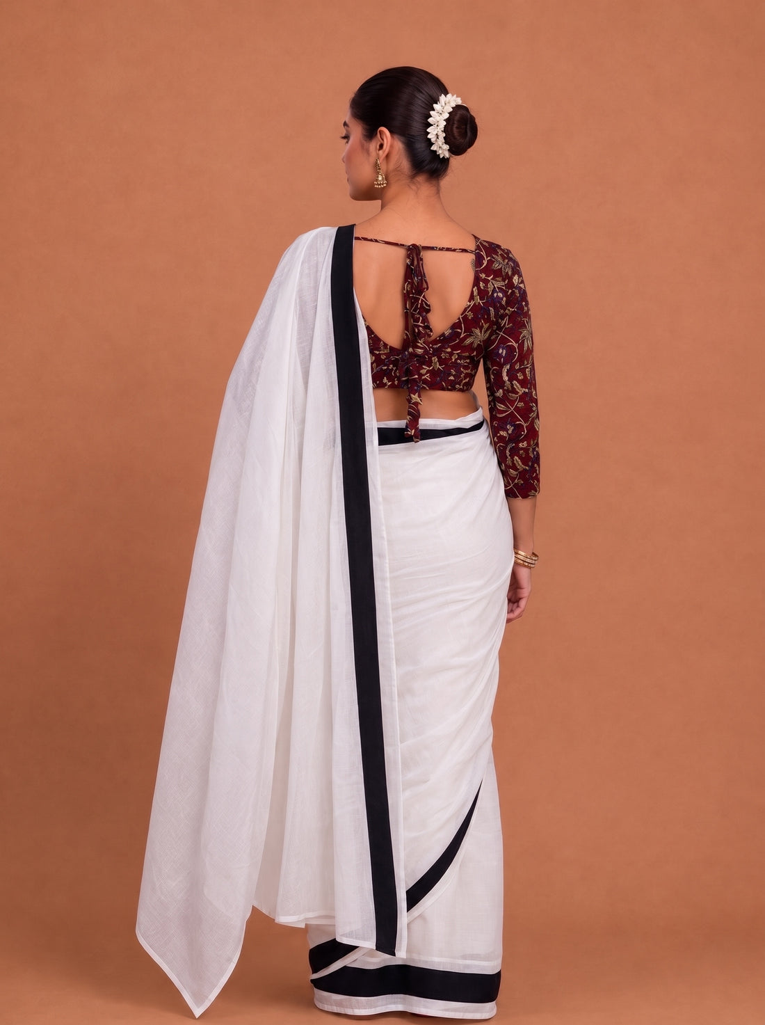 Nainika | White Mul Cotton DrapeFit™ Saree