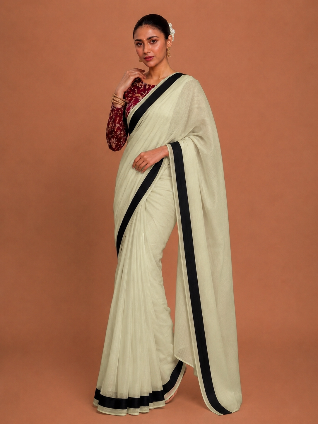 Nainika | Pastel Yellow Mul Cotton DrapeFit™ Saree