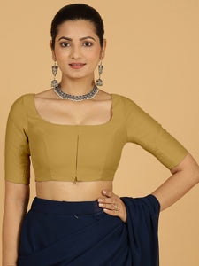 Nidhi x Rozaana | Elbow Sleeves Saree Blouse in Dijon Mustard