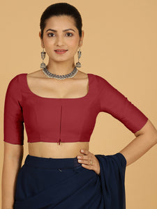 Nidhi x Rozaana | Elbow Sleeves Saree Blouse in Scarlet Red