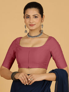 Nidhi x Rozaana | Elbow Sleeves Saree Blouse in Rose Pink