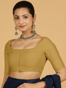 Nidhi x Rozaana | Elbow Sleeves Saree Blouse in Dijon Mustard