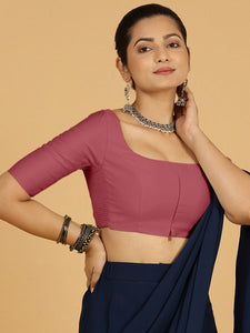 Nidhi x Rozaana | Elbow Sleeves Saree Blouse in Rose Pink