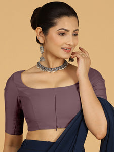 Nidhi x Rozaana | Elbow Sleeves Saree Blouse in Purple Mauve