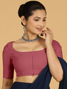 Nidhi x Rozaana | Elbow Sleeves Saree Blouse in Rose Pink