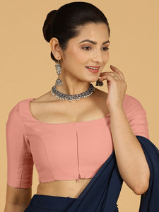 Nidhi x Rozaana | Elbow Sleeves Saree Blouse in Sea Pink