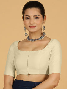 Nidhi x Rozaana | Elbow Sleeves Saree Blouse in Ivory