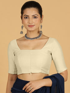 Nihira x Rozaana | Elbow Sleeves Saree Blouse in Ivory