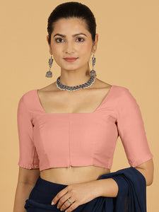 Nihira x Rozaana | Elbow Sleeves Saree Blouse in Sea Pink