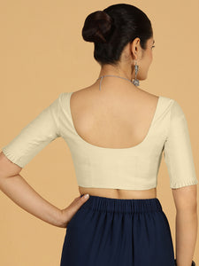 Nihira x Rozaana | Elbow Sleeves Saree Blouse in Ivory