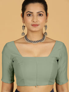 Nihira x Rozaana | Elbow Sleeves Saree Blouse in Mint Green