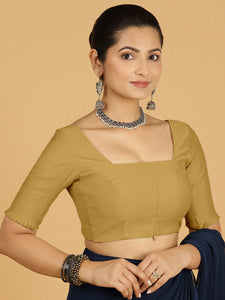 Nihira x Rozaana | Elbow Sleeves Saree Blouse in Dijon Mustard