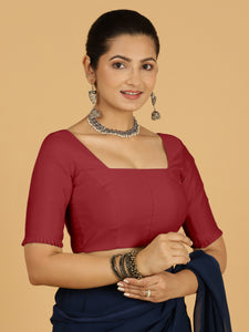 Nihira x Rozaana | Elbow Sleeves Saree Blouse in Scarlet Red