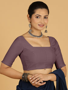 Nihira x Rozaana | Elbow Sleeves Saree Blouse in Purple Mauve