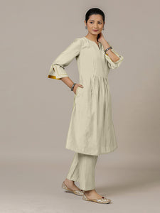 Nimrat x Rozaana | A Line Kurta in Ivory with Thread Work | Coords or Only Kurta