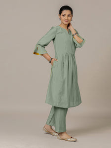 Nimrat x Rozaana | A Line Kurta in Mint Green with Thread Work | Coords or Only Kurta