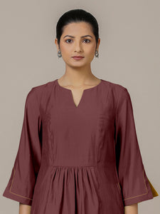 Nimrat x Rozaana | A Line Kurta in Deep Maroon with Thread Work | Coords or Only Kurta