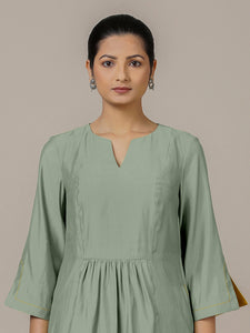 Nimrat x Rozaana | A Line Kurta in Mint Green with Thread Work | Coords or Only Kurta